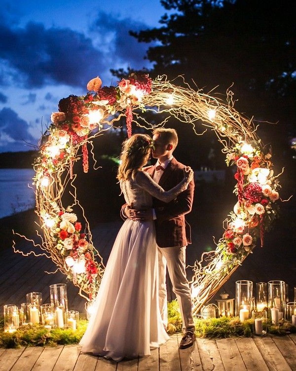 22 Night  Wedding  Ceremony  Aisles and Backdrops With Lights 