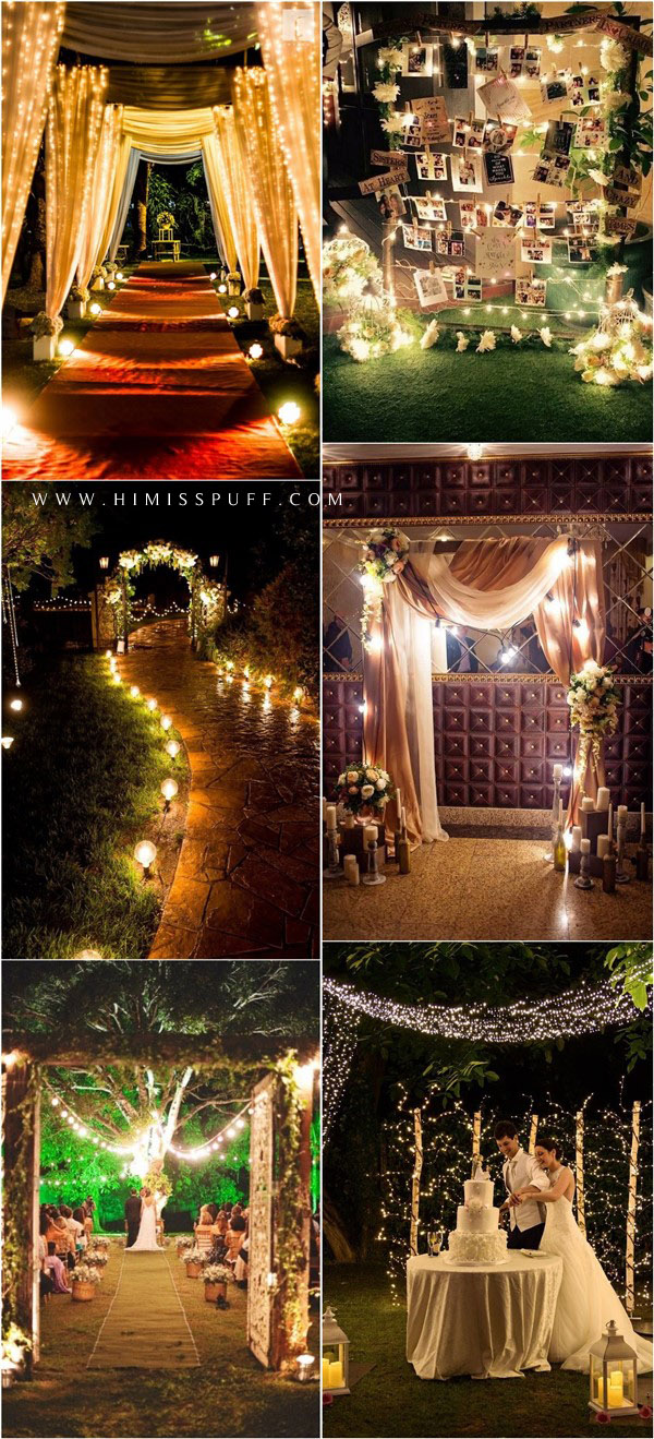 22 Night Wedding Ceremony Aisles And Backdrops With Lights 