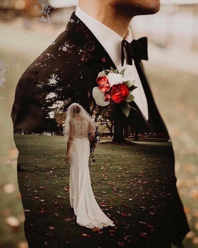 Romantic Double Exposure Wedding Photos Ideas 18