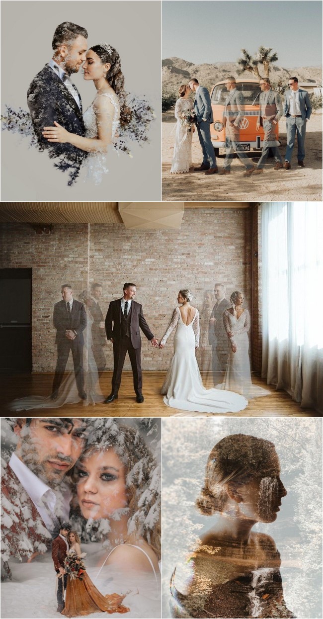 Romantic Double Exposure Wedding Photos Ideas