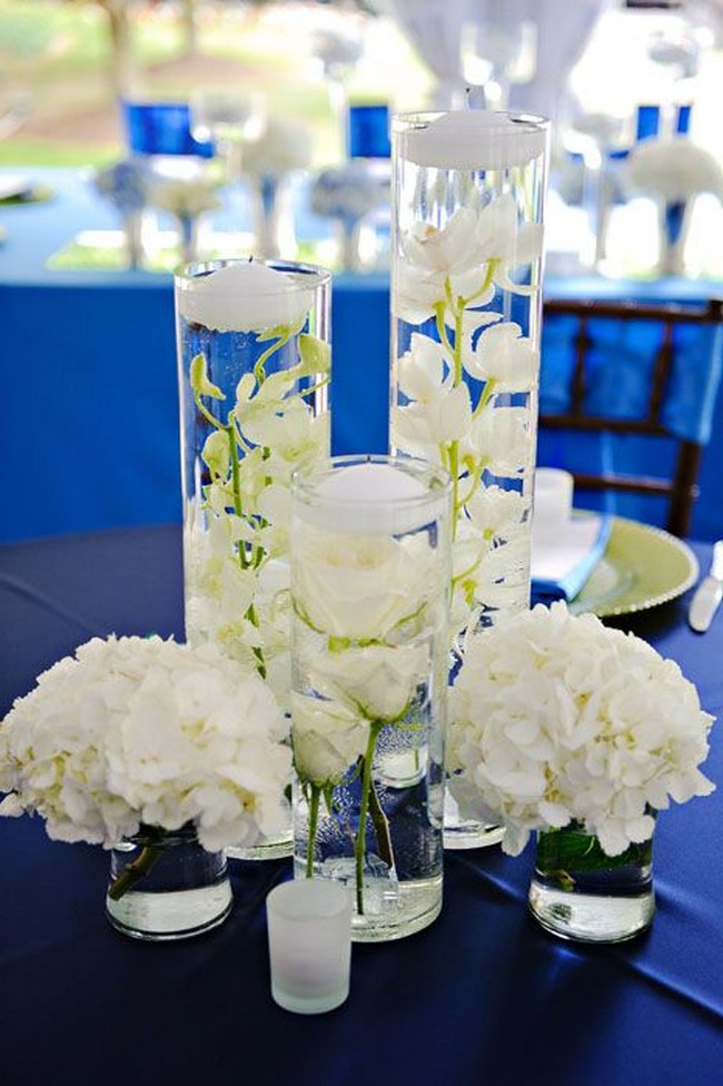 floating wedding centerpiece ideas with flowers and candles 15