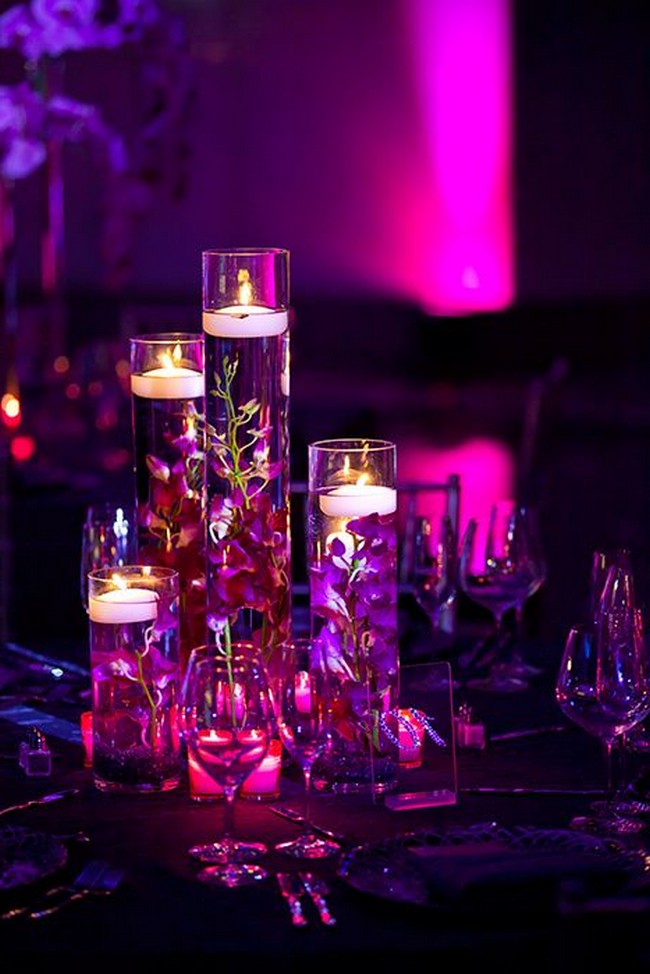 floating wedding centerpiece ideas with flowers and candles 28