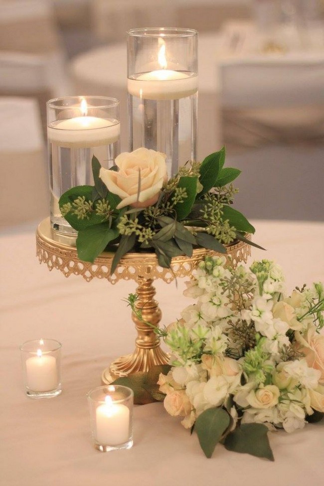 floating wedding centerpiece ideas with flowers and candles 8