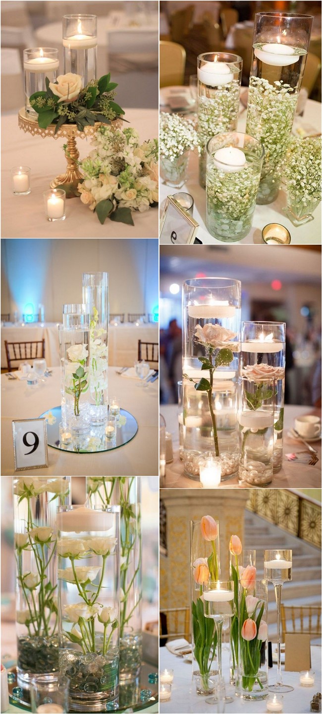 floating wedding centerpiece ideas with flowers and candles #wedding #weddingcenterpieces #centerpieces