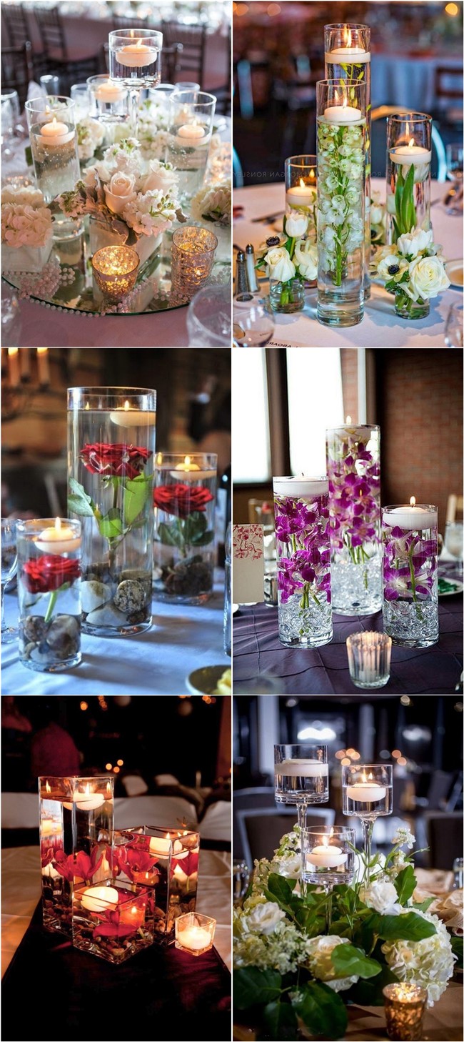 floating wedding centerpiece ideas with flowers and candles #wedding #weddingcenterpieces #centerpieces