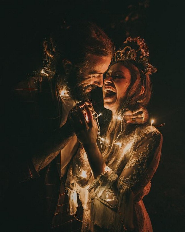 Night Engagement Photo Shoot Ideas with Lights 1