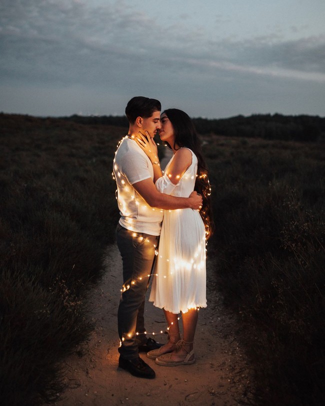 Night Engagement Photo Shoot Ideas with Lights 5