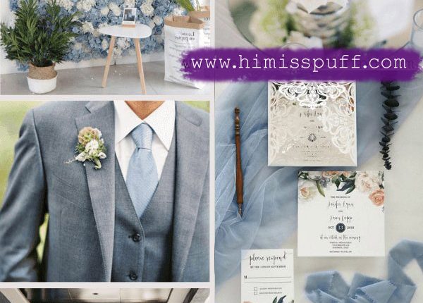 dusty blue white and blush march wedding colors