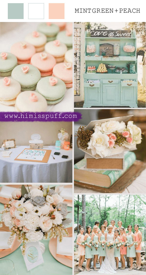 mint green and peach march wedding colors