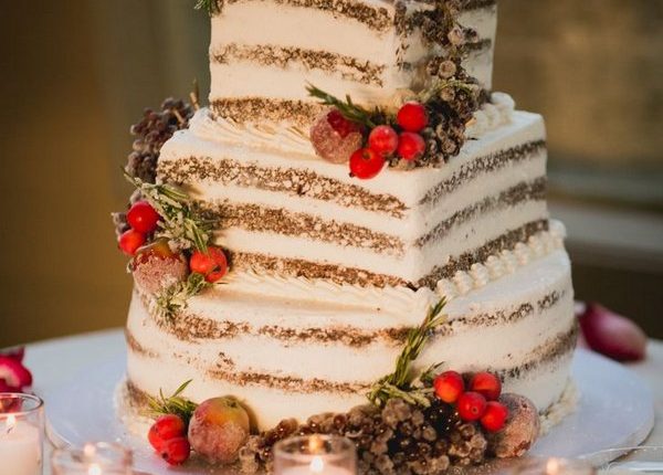 Rustic Square Naked Wedding Cakes