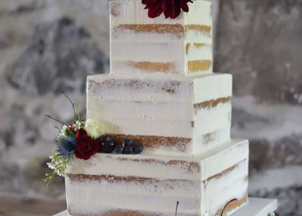 Square Naked Wedding Cakes