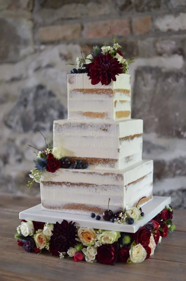 Square Naked Wedding Cakes