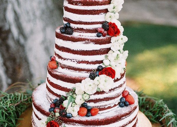 semi naked red velvet wedding cake