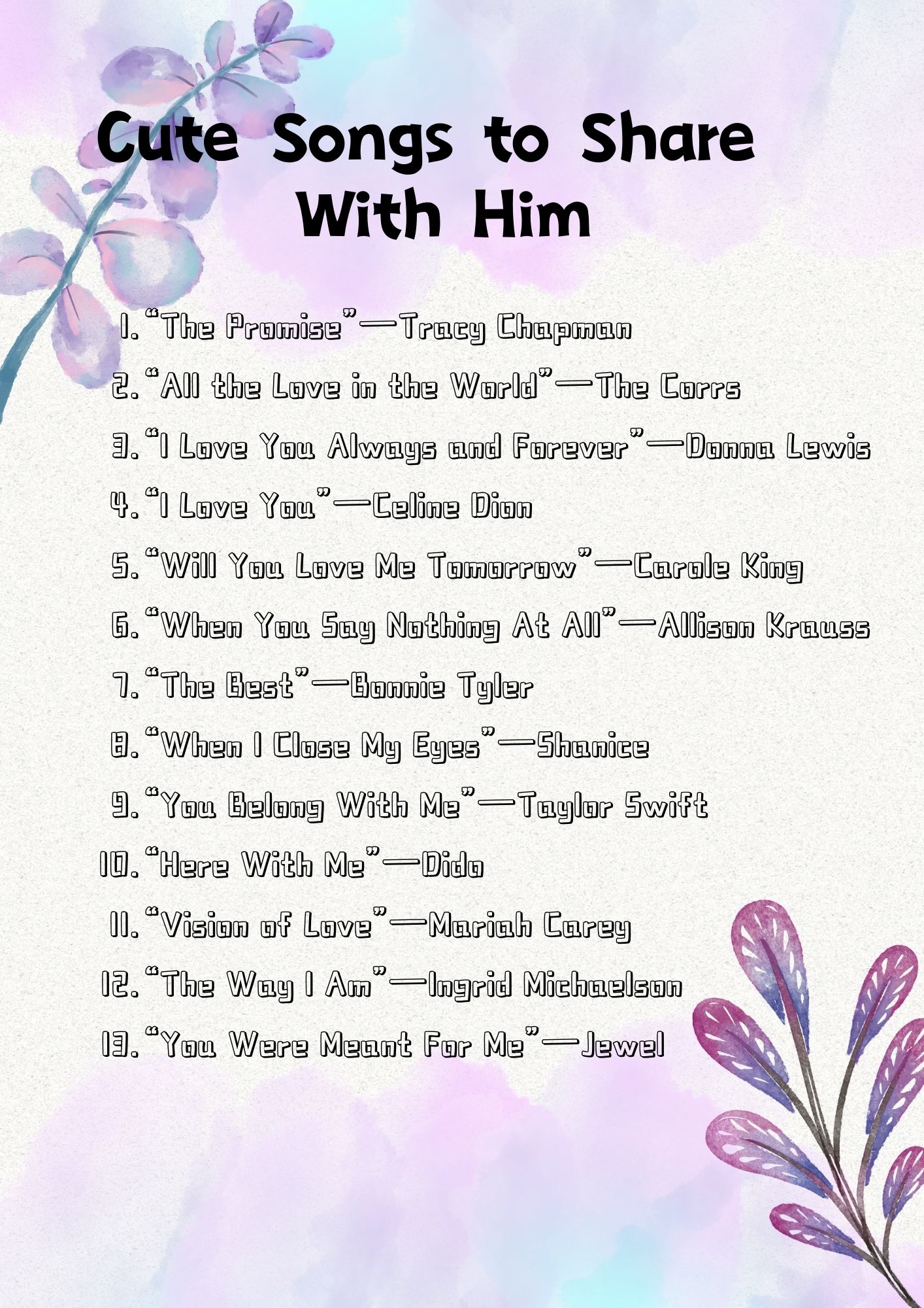 ️ 80 Best Love Songs for Him 2024 Hi Miss Puff