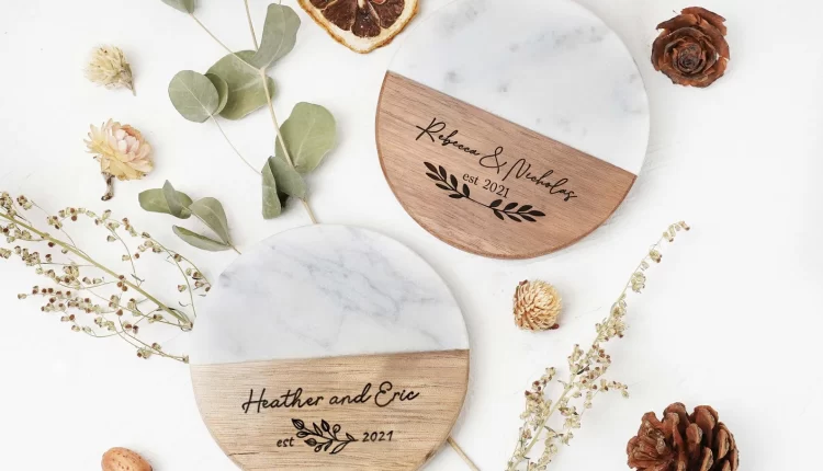 Custom Engraved Marble Wood Coasters Wedding Bridal Shower Gifts