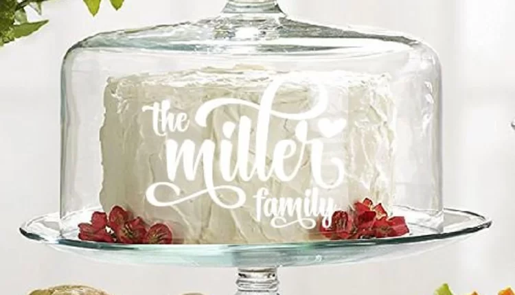 Personalized Cake Stand with Dome Wedding Bridal Shower Gift