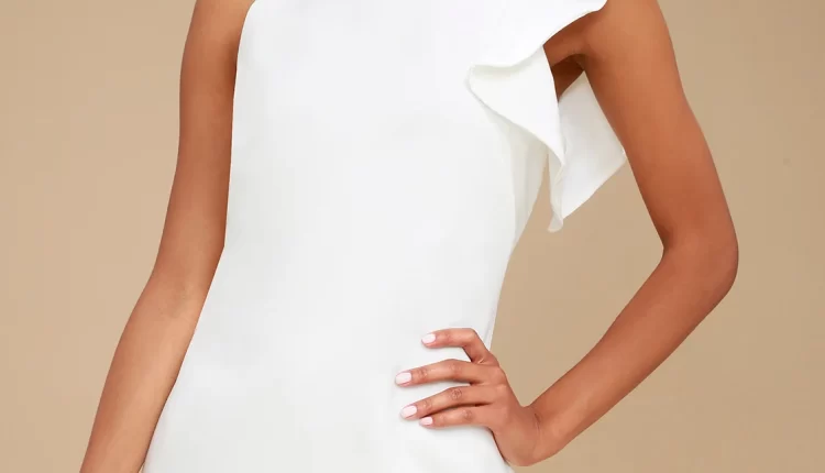 White One-Shoulder Bridal Shower Dress
