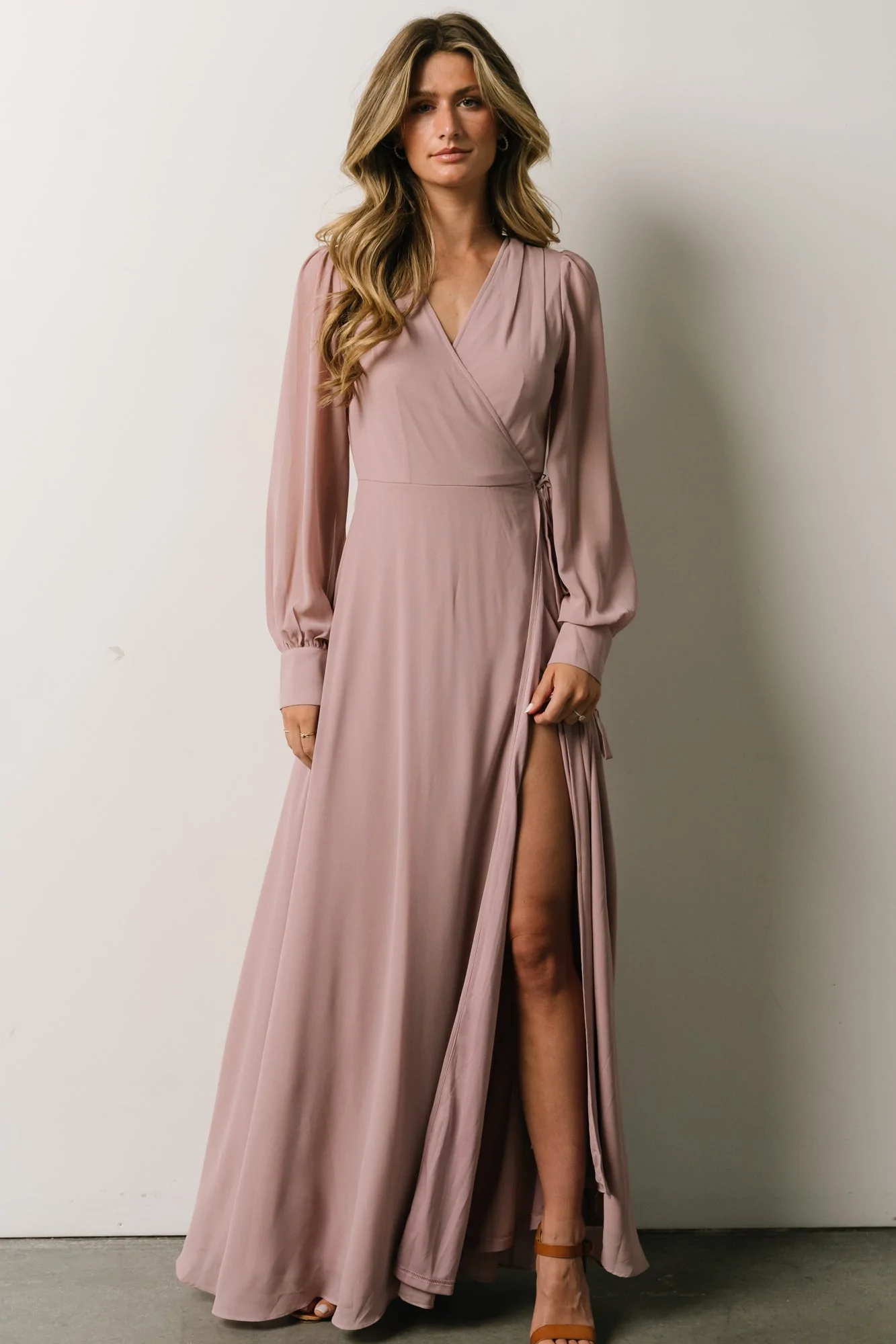 Pink Party Wear Cold Shoulder Long Sleeve Gown With Handwork