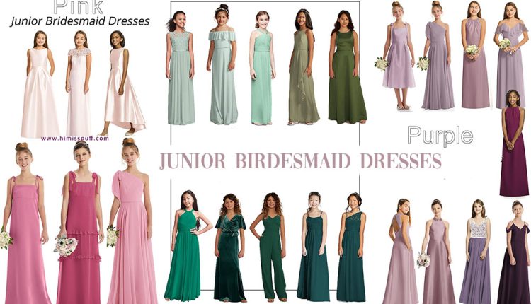 junior bridesmaid dresses green pink purple