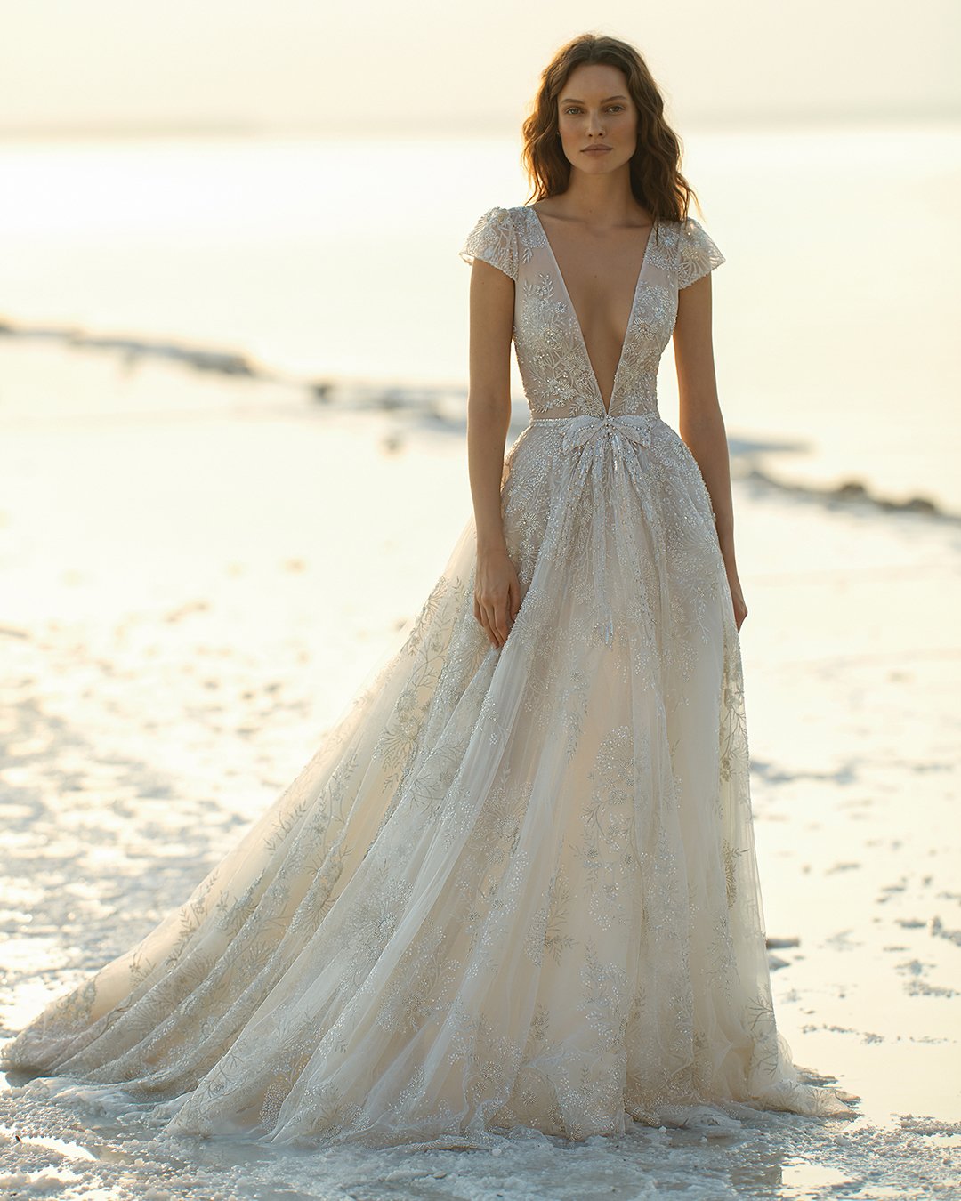 Vintage Deep V Neck Wedding Dresses Long Sleeve Lace Appliques Bridal Gowns   eBay
