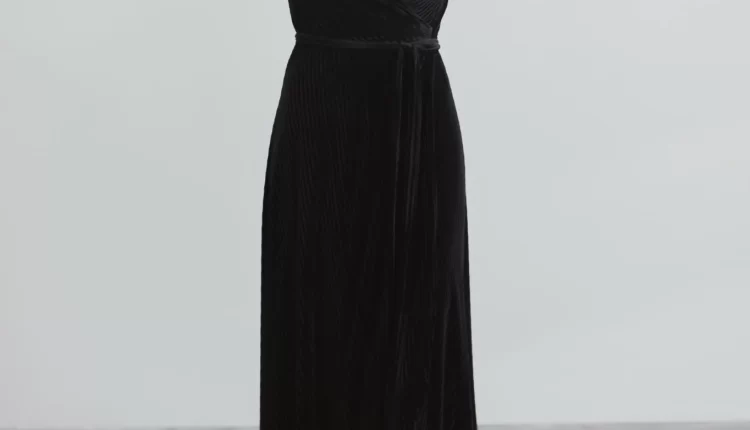 Black Velvet Bridesmaid Dress with Short flutter sleeves